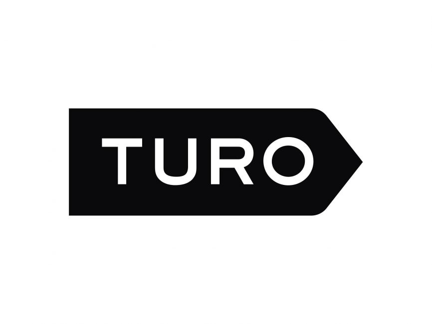 Turo logo white text on black background
